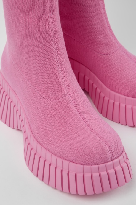 Camper AU Design Bcn Pink Textile Boots For Women
