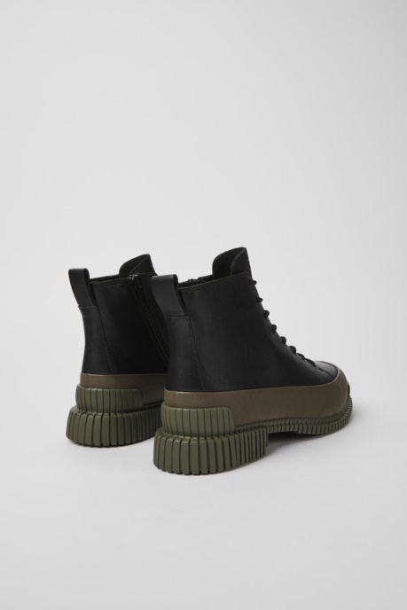 Camper AU Pix Black And Green Leather Ankle Boots For Women New Arrivals