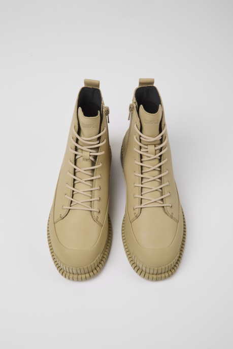 Camper AU Design Pix Beige Leather Ankle Boots For Women