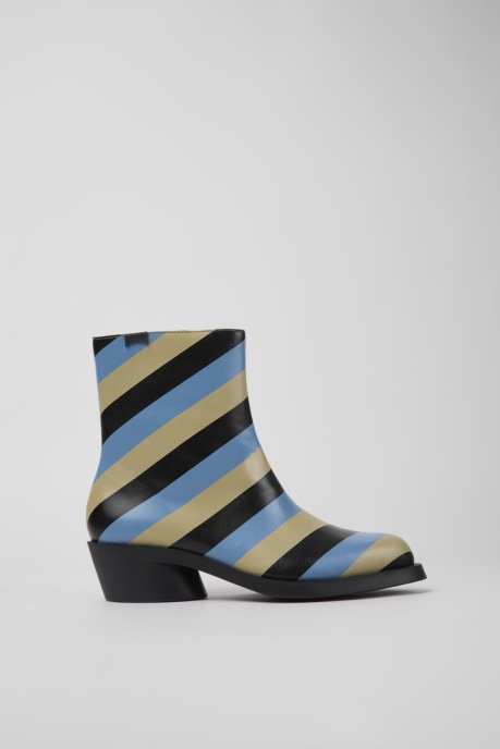 Bonnie Multicolored Striped Leather Boots For Women Exclusive Camper AU