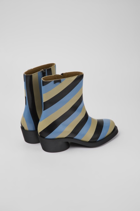 Bonnie Multicolored Striped Leather Boots For Women Exclusive Camper AU