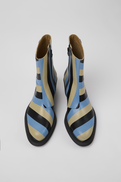 Bonnie Multicolored Striped Leather Boots For Women Exclusive Camper AU