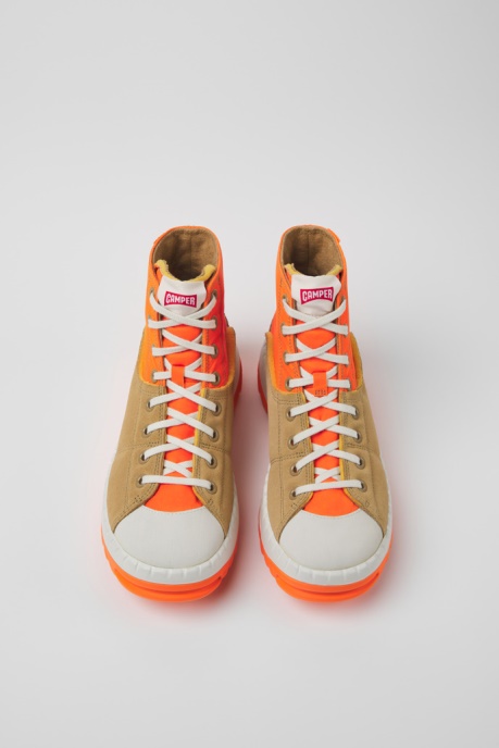Camper AU Teix Orange And Beige Ankle Boots For Women New Arrivals
