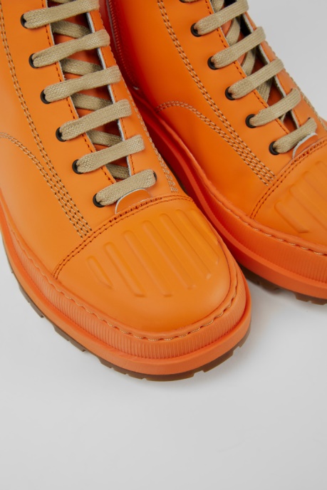 Camper AU Brutus Trek Michelin Orange Leather Ankle Boots For Women New Arrivals