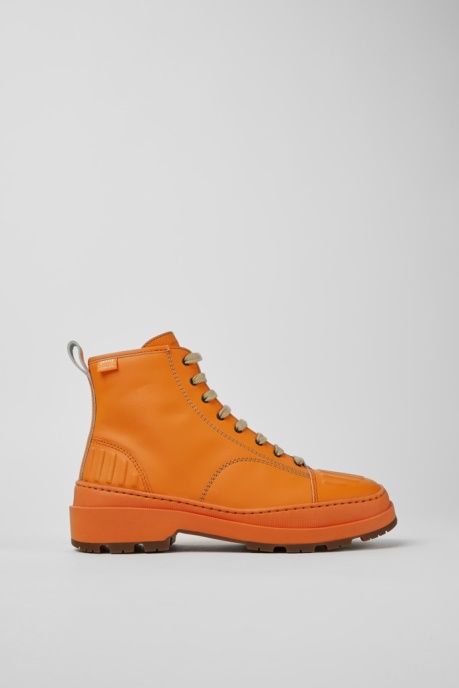 Camper AU Brutus Trek Michelin Orange Leather Ankle Boots For Women New Arrivals
