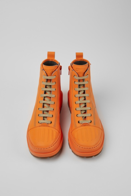 Camper AU Brutus Trek Michelin Orange Leather Ankle Boots For Women New Arrivals