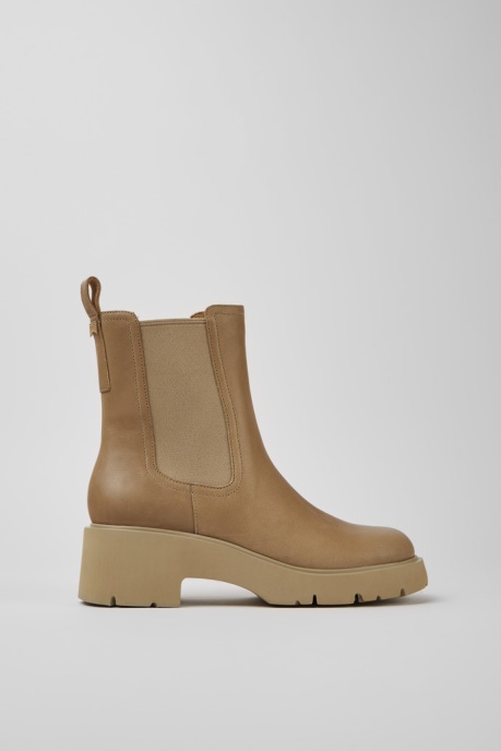 Camper AU Design Milah Beige Leather Chelsea Boots For Women