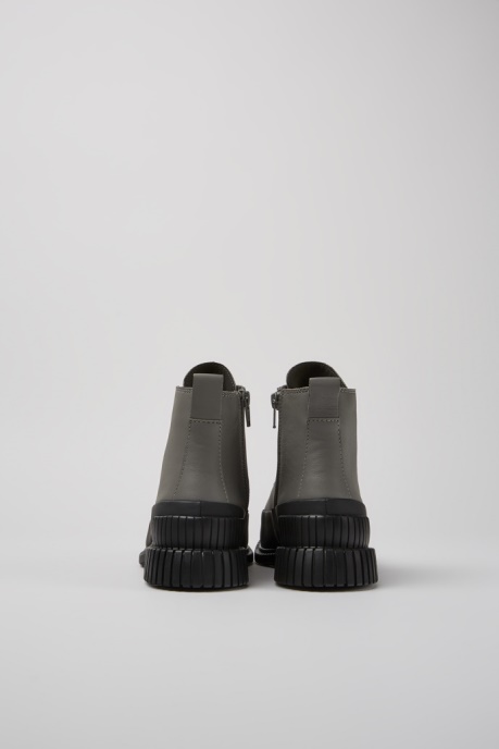 Design Pix Gray And Black Leather Lace-Up Boots For Women Camper AU