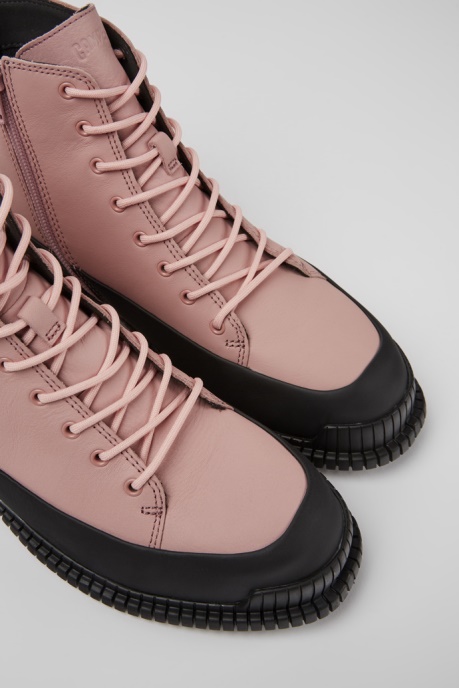 Exclusive Camper AU Pix Pink And Black Leather Lace-Up Boots For Women