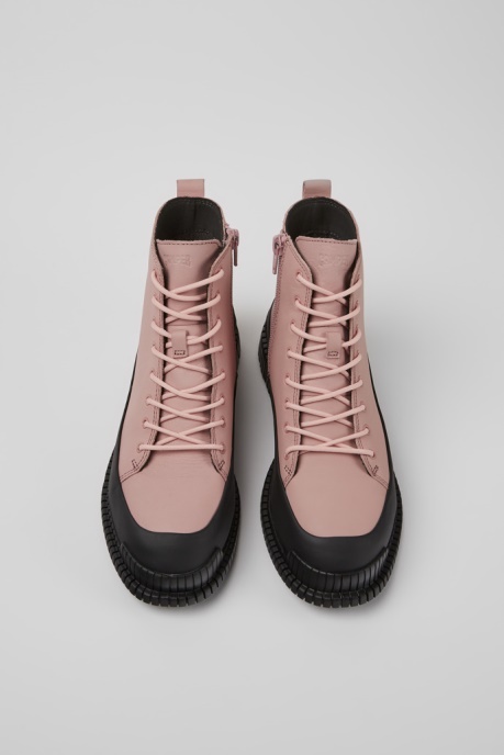 Exclusive Camper AU Pix Pink And Black Leather Lace-Up Boots For Women