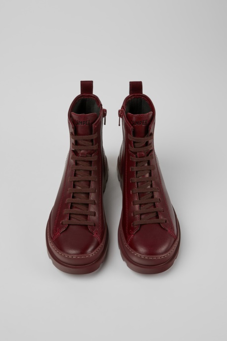 Brutus Burgundy Leather Ankle Boots For Women Camper AU New Arrivals