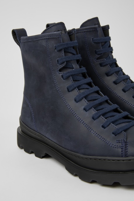 Camper AU Design Brutus Navy Blue Nubuck Ankle Boots For Women