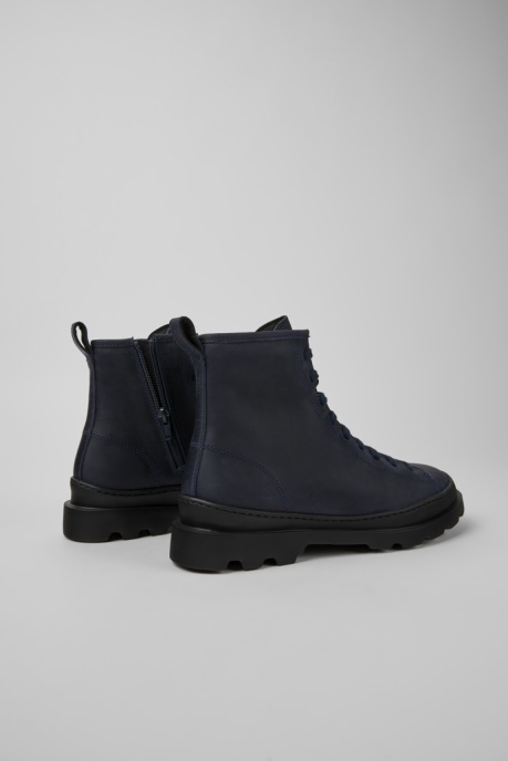 Camper AU Design Brutus Navy Blue Nubuck Ankle Boots For Women