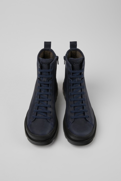 Camper AU Design Brutus Navy Blue Nubuck Ankle Boots For Women