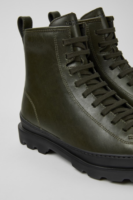 Camper AU Design Brutus Dark Green Leather Ankle Boots For Women