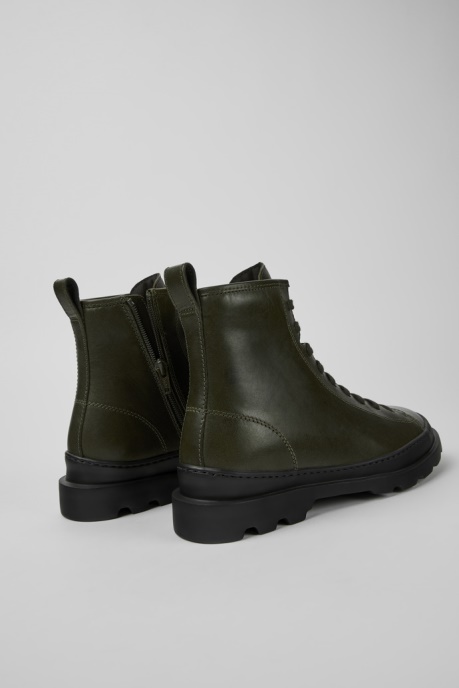 Camper AU Design Brutus Dark Green Leather Ankle Boots For Women