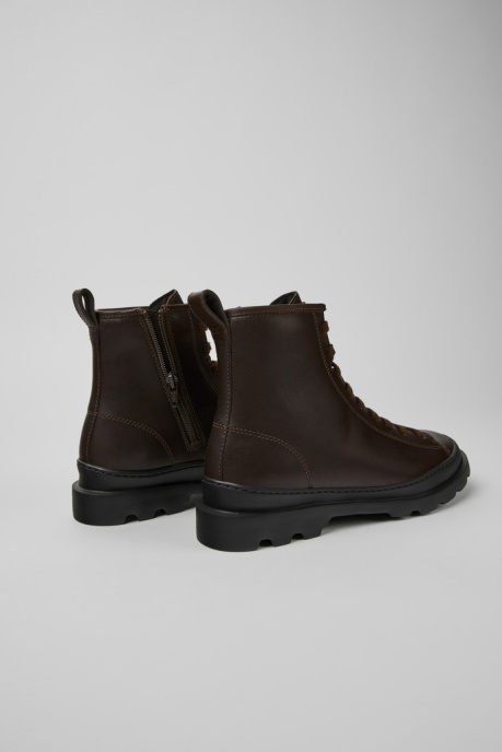 Design Brutus Dark Brown Leather Ankle Boots For Women Camper AU