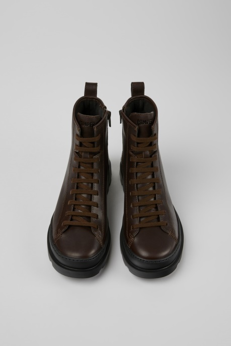 Design Brutus Dark Brown Leather Ankle Boots For Women Camper AU