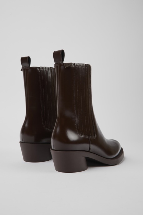 Camper AU Bonnie Dark Brown Leather Boots For Women New Arrivals