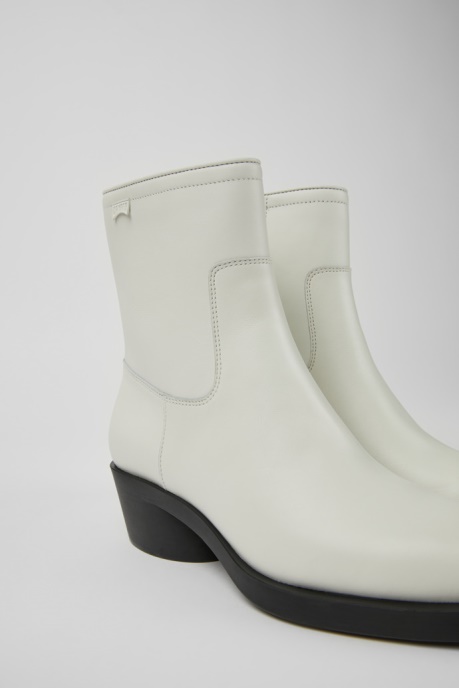 Camper AU Bonnie White Leather Ankle Boots For Women New Arrivals
