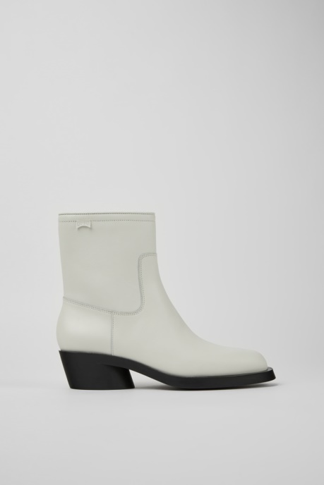 Camper AU Bonnie White Leather Ankle Boots For Women New Arrivals