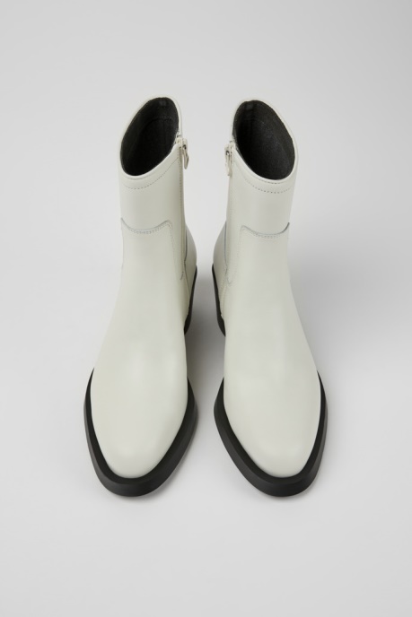 Camper AU Bonnie White Leather Ankle Boots For Women New Arrivals