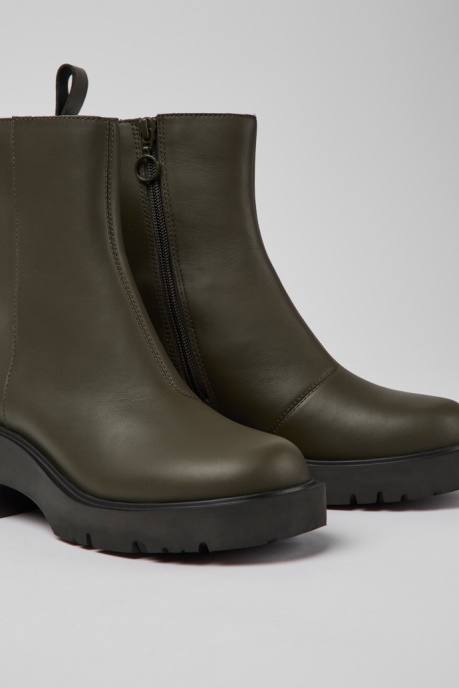 Design Milah Gore-Tex Green Leather Zip Boots For Women Camper AU