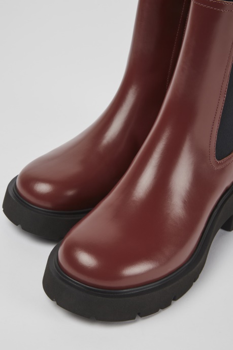Design Milah Burgundy Leather Boots For Women Camper AU