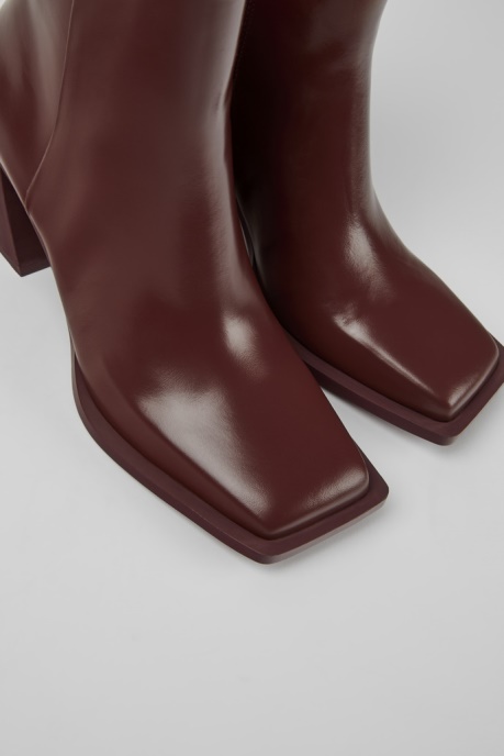 Design Karole Burgundy Leather Ankle Boots For Women Camper AU