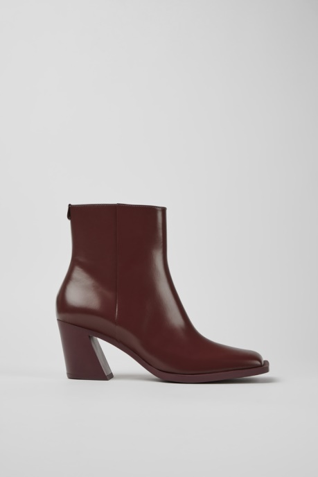 Design Karole Burgundy Leather Ankle Boots For Women Camper AU