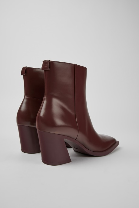Design Karole Burgundy Leather Ankle Boots For Women Camper AU