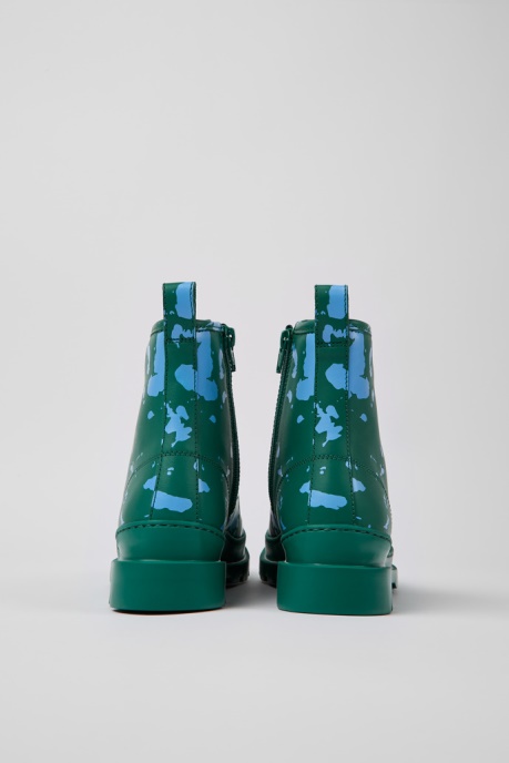 Camper AU Brutus Green And Blue Leather Ankle Boots For Women New Arrivals