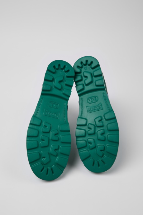 Camper AU Brutus Green And Blue Leather Ankle Boots For Women New Arrivals