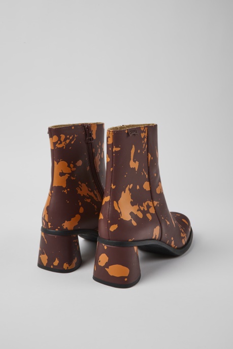 Kiara Burgundy And Orange Printed Leather Ankle Boots Exclusive Camper AU