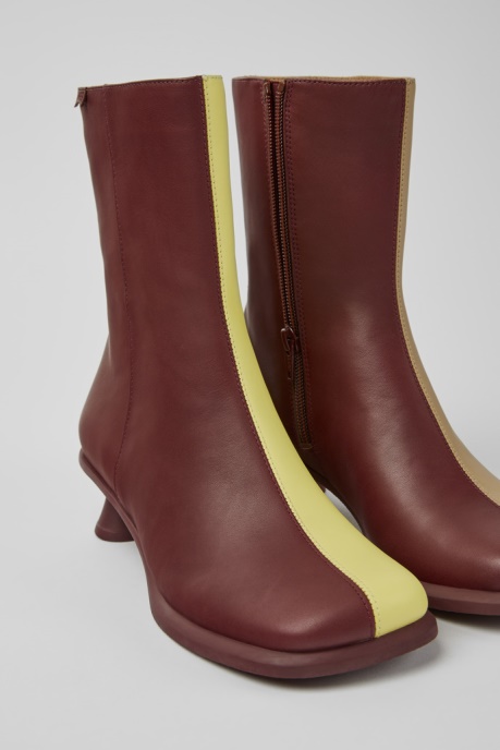 Exclusive Camper AU Twins Burgundy And Yellow Ankle Boots For Women