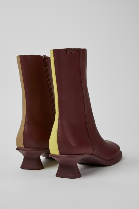 Exclusive Camper AU Twins Burgundy And Yellow Ankle Boots For Women
