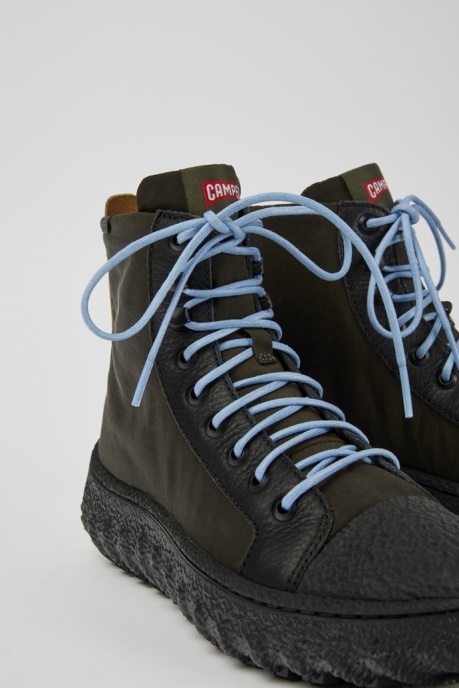 Camper AU Design Ground Michelin Dark Green Textile And Leather Ankle Boots For Women