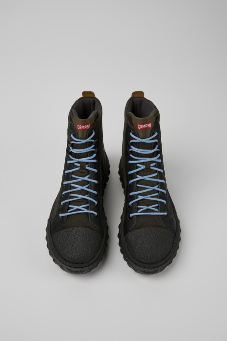 Camper AU Design Ground Michelin Dark Green Textile And Leather Ankle Boots For Women