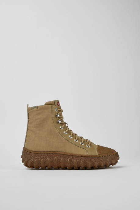 Ground Michelin Beige Textile And Leather Ankle Boots For Women Camper AU New Arrivals