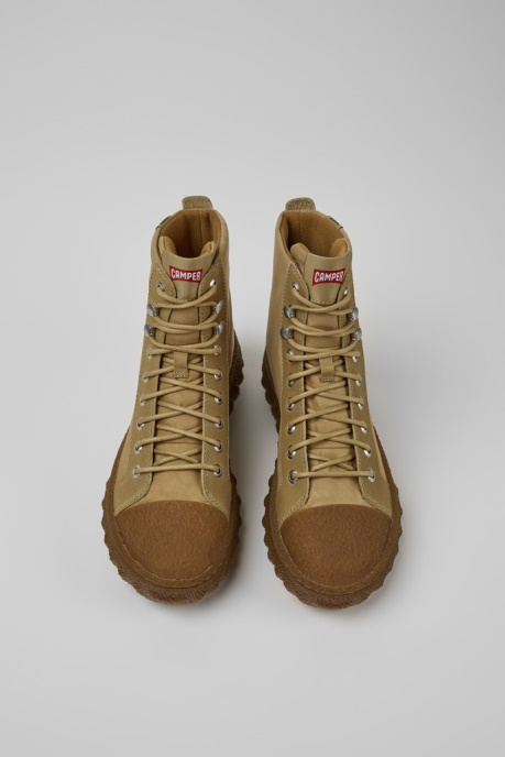 Ground Michelin Beige Textile And Leather Ankle Boots For Women Camper AU New Arrivals