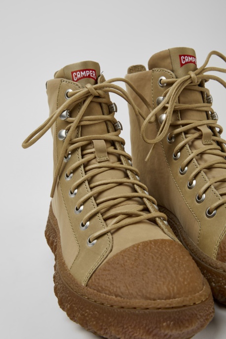 Ground Michelin Beige Textile And Leather Ankle Boots For Women Camper AU New Arrivals