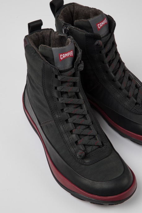 Camper AU Design Peu Pista Michelin Gray Recycled Nylon And Leather Boots For Women