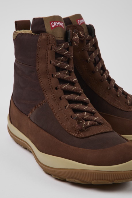 Exclusive Camper AU Peu Pista Michelin Brown Recycled Nylon And Leather Boots For Women