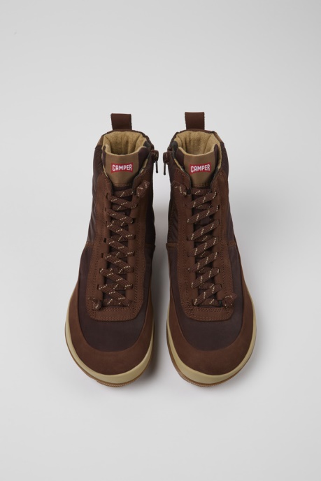 Exclusive Camper AU Peu Pista Michelin Brown Recycled Nylon And Leather Boots For Women
