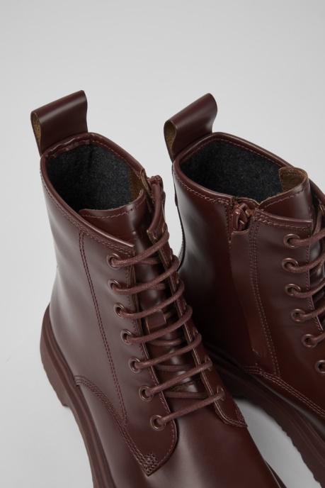Camper AU Walden Burgundy Leather Boots For Women New Arrivals