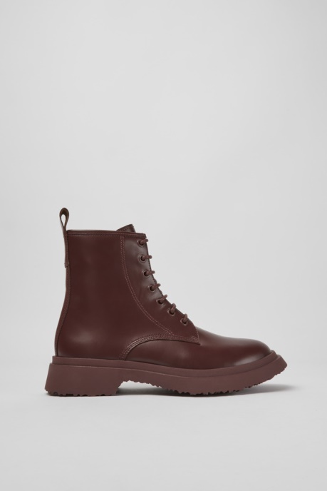 Camper AU Walden Burgundy Leather Boots For Women New Arrivals