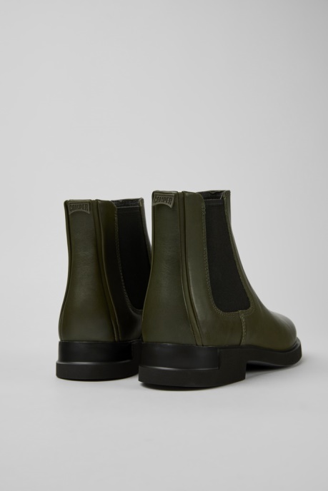 Camper AU Iman Dark Green Leather Chelsea Boots For Women New Arrivals