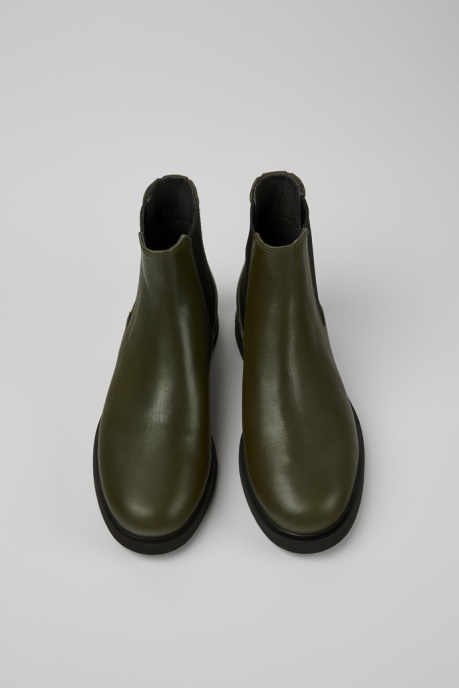 Camper AU Iman Dark Green Leather Chelsea Boots For Women New Arrivals