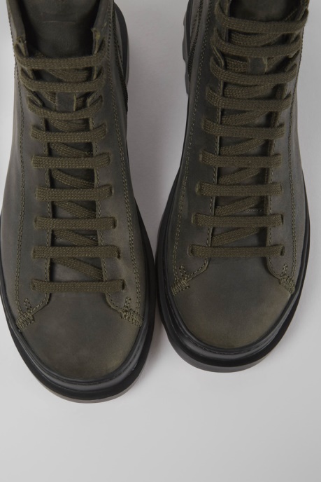 Brutus Dark Green Waxed Nubuck Lace-Up Boots Exclusive Camper AU