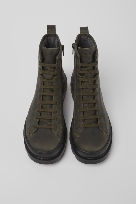Brutus Dark Green Waxed Nubuck Lace-Up Boots Exclusive Camper AU